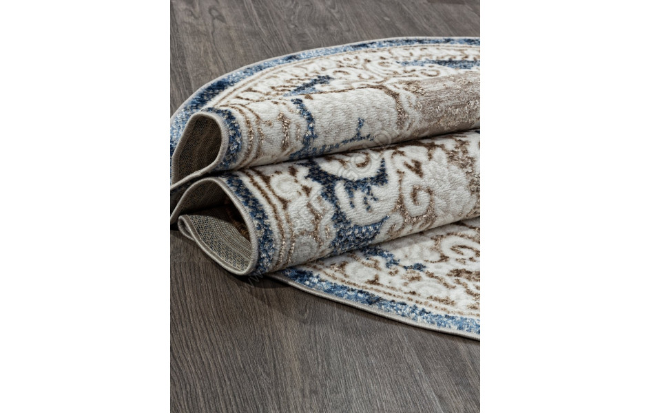 Ковер O1701 - 630 CREAM / BLUE - Овал - коллекция ANTEP